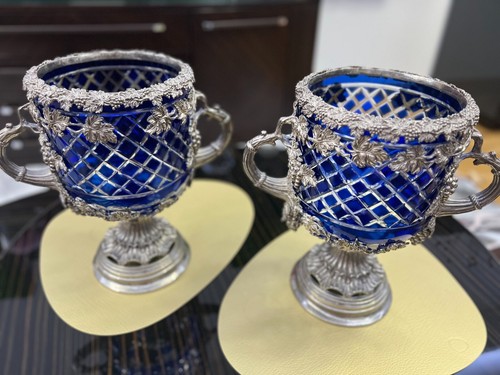 Goblets silver plate cut - plate, glass