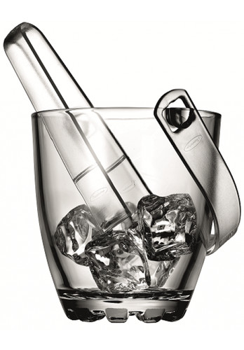 Small glass ice bucket with - ice,